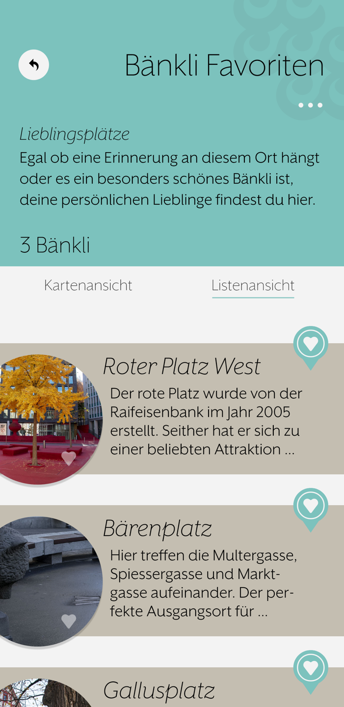 Bänkli Guide - selecting your favorites