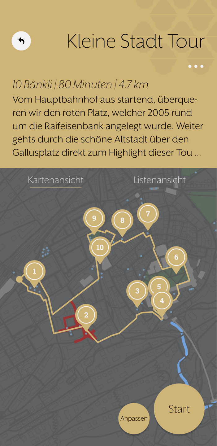 Bänkli Guide - Tour map