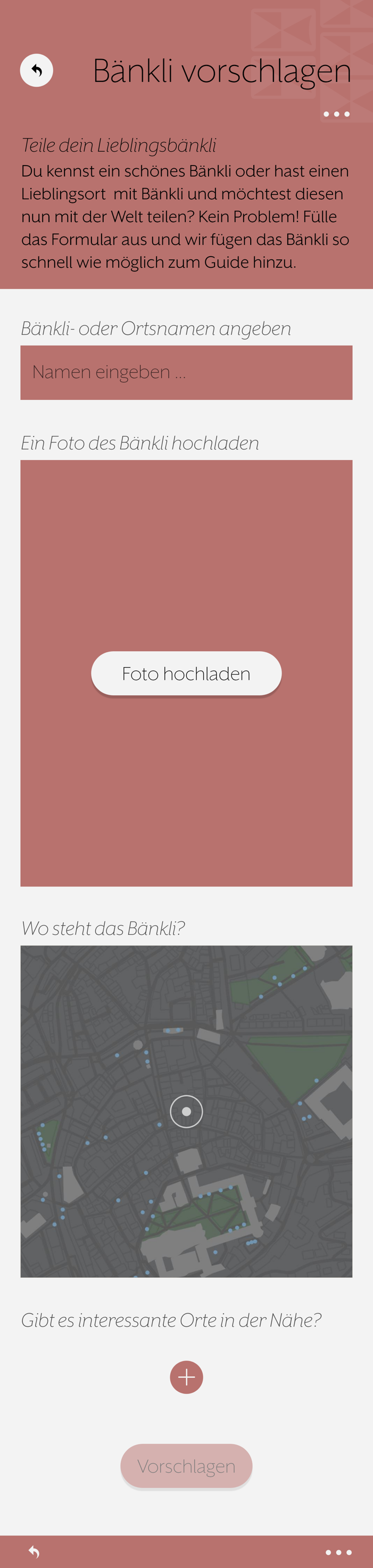 Bänkli Guide - suggesting a Bänkli
