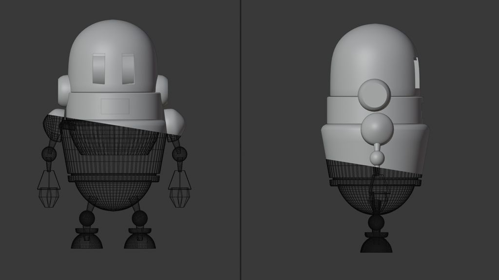 Image of modeling a tiny robot in Blender