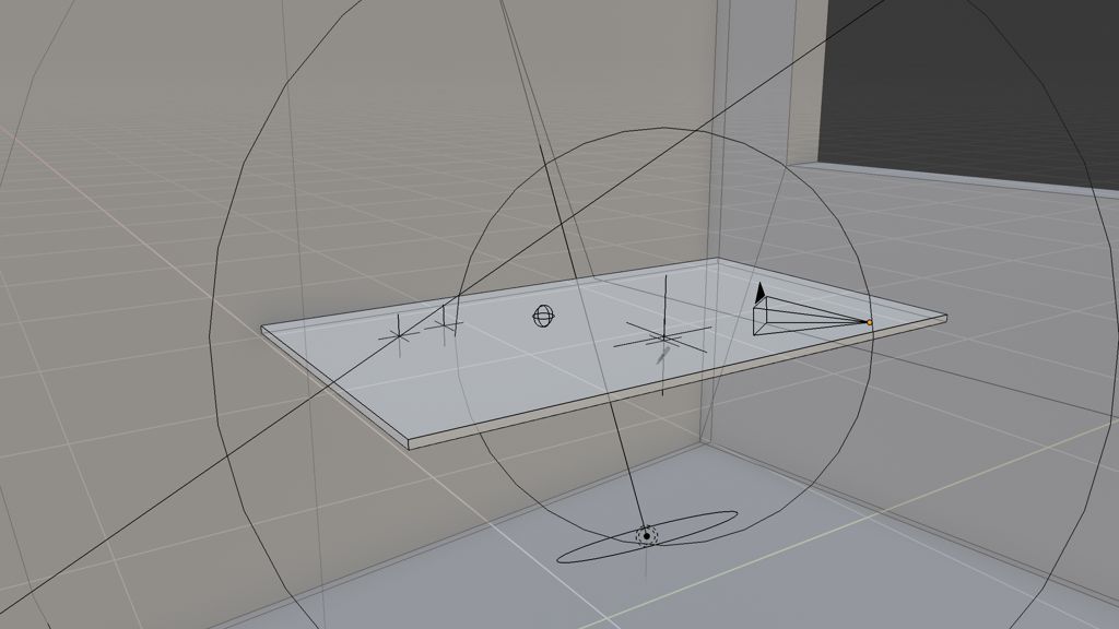 Image of the lights and camera setup in Blender