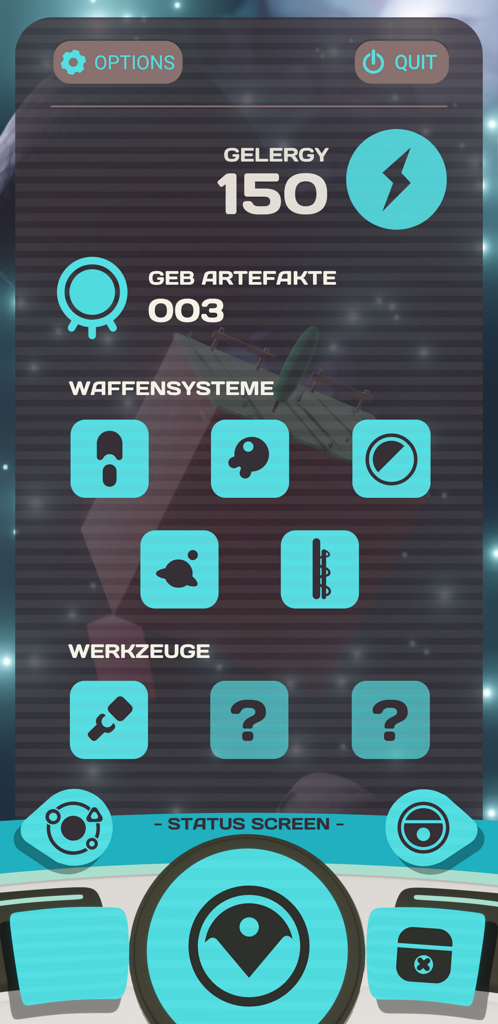 Living Space - menu screen showing the status screen