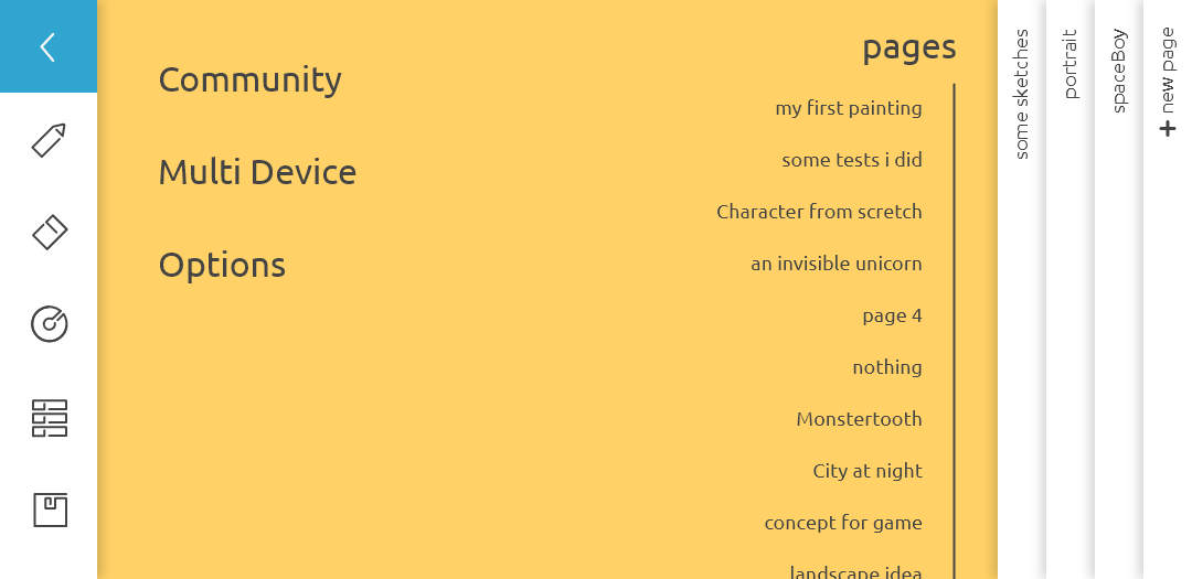 Skizzen App - Image of the page overflow